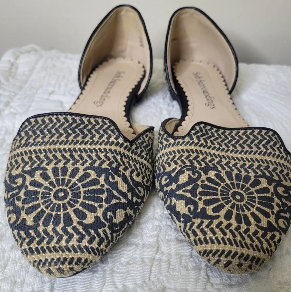 Soft Surroundings Raffia D'Orsay Flats Size 9